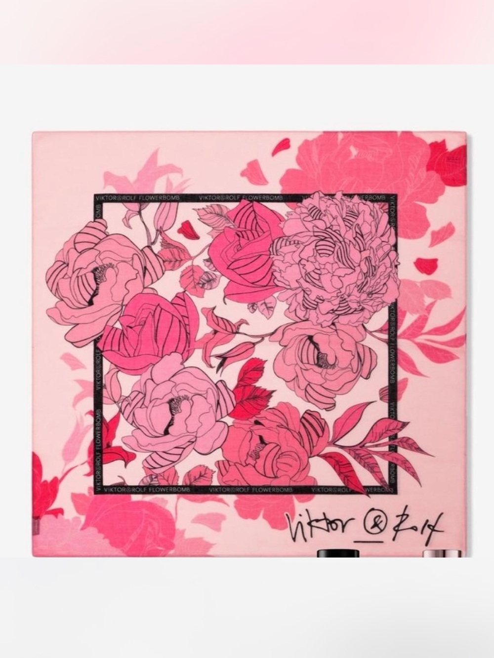 Viktor & Rolf Pink and Fuchsia Floral Silk Scarf
